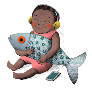 Baby holding fish