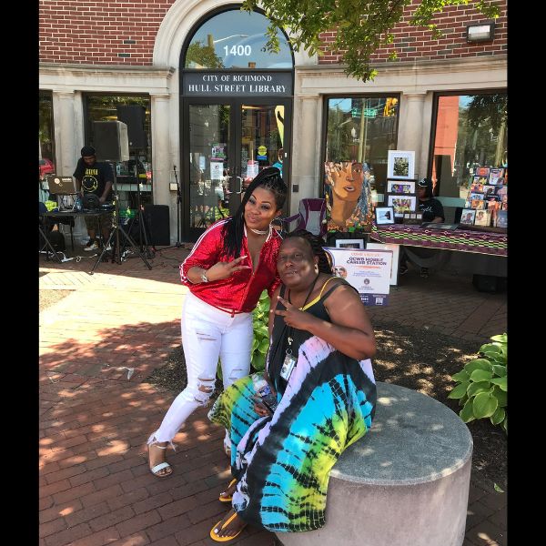 April and Terri Branch in front of Hull Street branch library