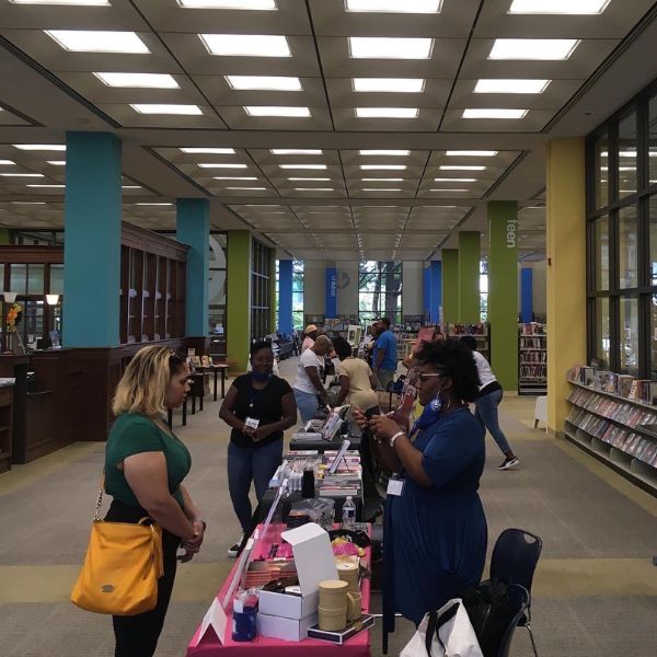 Author tables at Main Library for UFE 2022