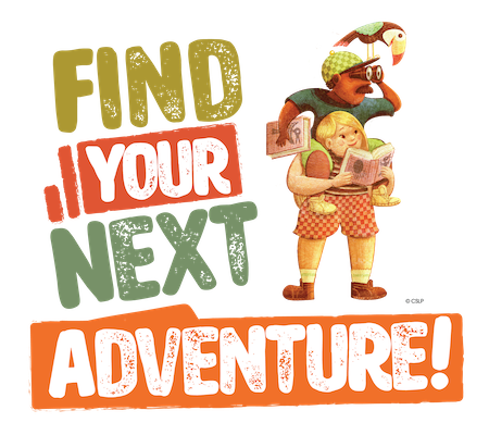 Find Your Next Adventure! Illustration of two friends searching for adventure