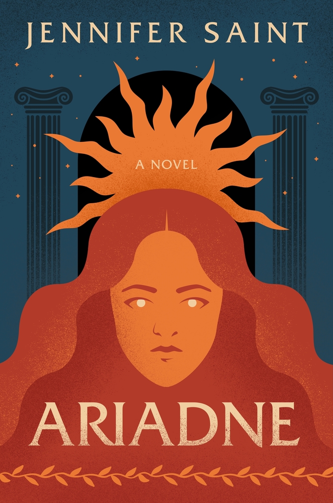 Dark book cover depicting Ariadne in shades of orange and rust.