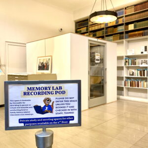 Photo of the memory lab recording pod at Main library