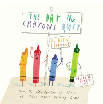 The cover of The Day the Crayons Quit, by Drew Daywalt.