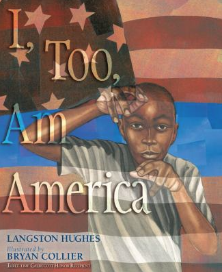 The book cover for I, Too, Am America, by Langston Hughes.