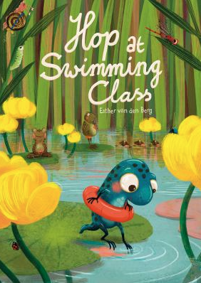 The book cover of Hop at Swimming Class by Esther Berg. 