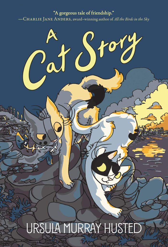 Cover of "A Cat Story" by Ursula Murray Husted. The cover shows two cats walking down a street.