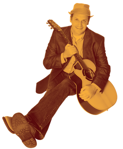 Chris Duotone Photo of Chris Campbell holding an acoustic guitar.