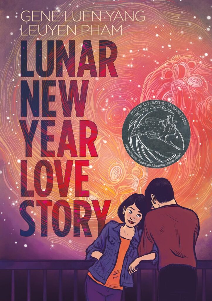 The cover of Lunar New Year Love Story by Gene Luen Yang and illustrated by Leuyen Pham.