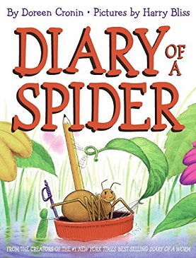 The book cover of Diary of a Spider by Doreen Cronin.