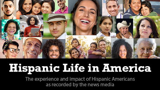 Advertisement for Hispanic Life in America featuring a diverse group of faces from Hispanic people.