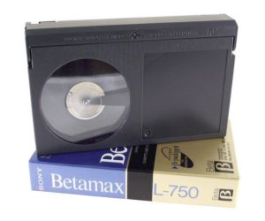 Betamax Photo of a Betamax cassette.
