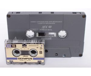 Microcassettes Photo of a microcassette.