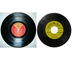 Vinyl Records Photo of a 12 inch and a 7 inch vinyl record.
