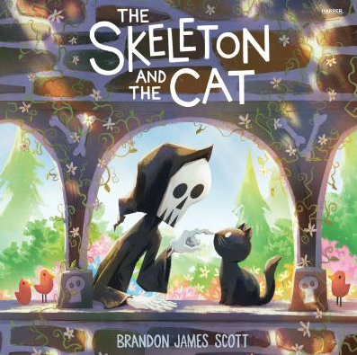 The book cover for the Skeelton and the Cat by Brandon James Scott.
